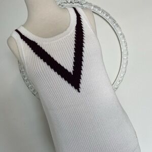 Sweaty Betty Country Club Womens  Tennis Vest Sleeveless Sweater Ivory Maroon L